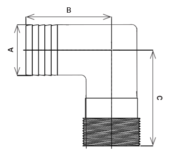 60TLS58 – “Tuff-Lite” Nylon Elbows – 90 Degrees – Combination